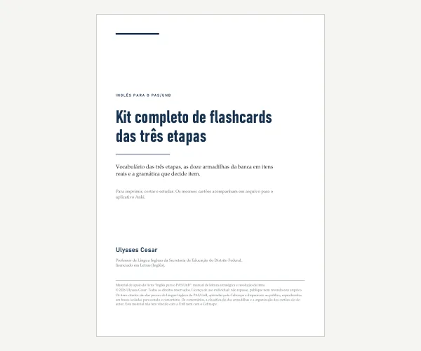 Capa do kit de flashcards das três etapas