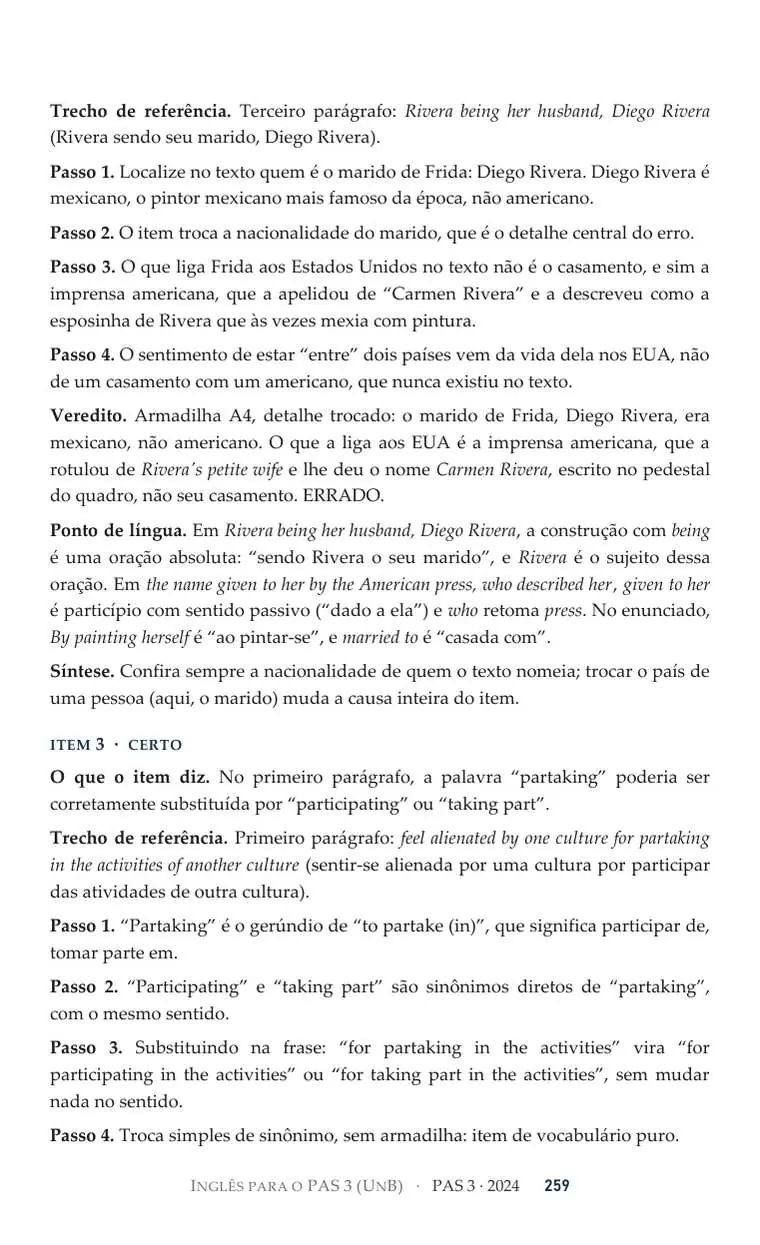 Ficha de um item do volume do PAS 3